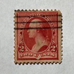 Antique Rare George Washington 2 Cent Stamp, US, Red, #220
