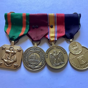 Lot of 4 Vintage US Army Medals Attached To Each Other