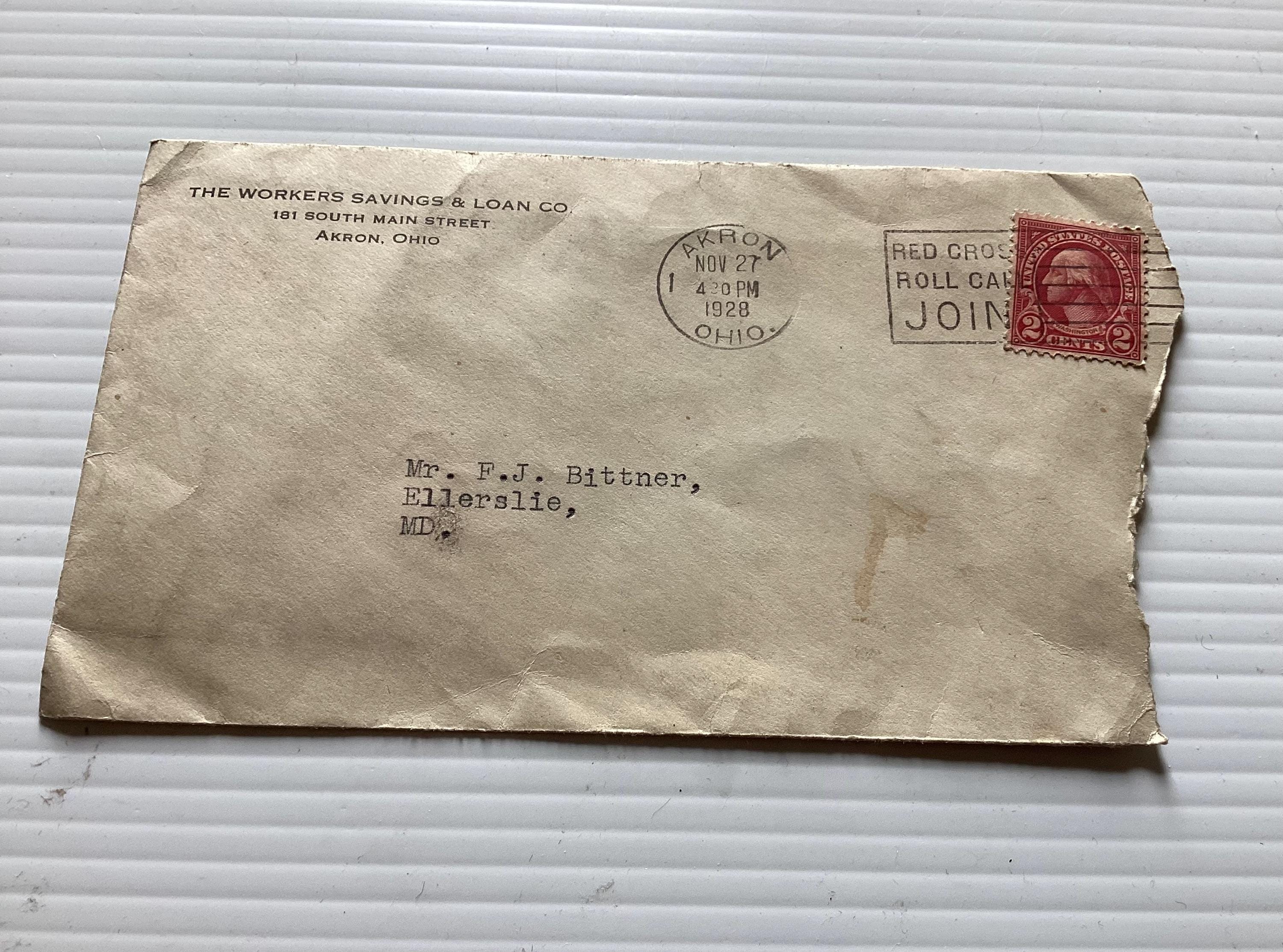 George Washington 2 Cent Stamp on an Opened Envelope, Postmark  display picture 1