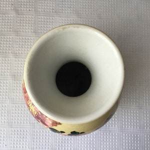 Vintage Chinese Porcelain Vase, Handpainted Under Glaze, 9 5/8” Tall, yellow with flowers image 6