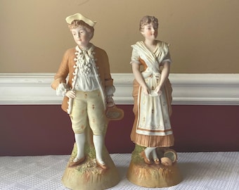 Vintage Japanese (?) Victorian-style Porcelain Figurines