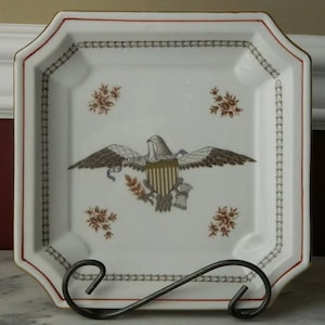 Vintage Chinese Porcelain Plate With US National Emblem, American Eagle, 8” W