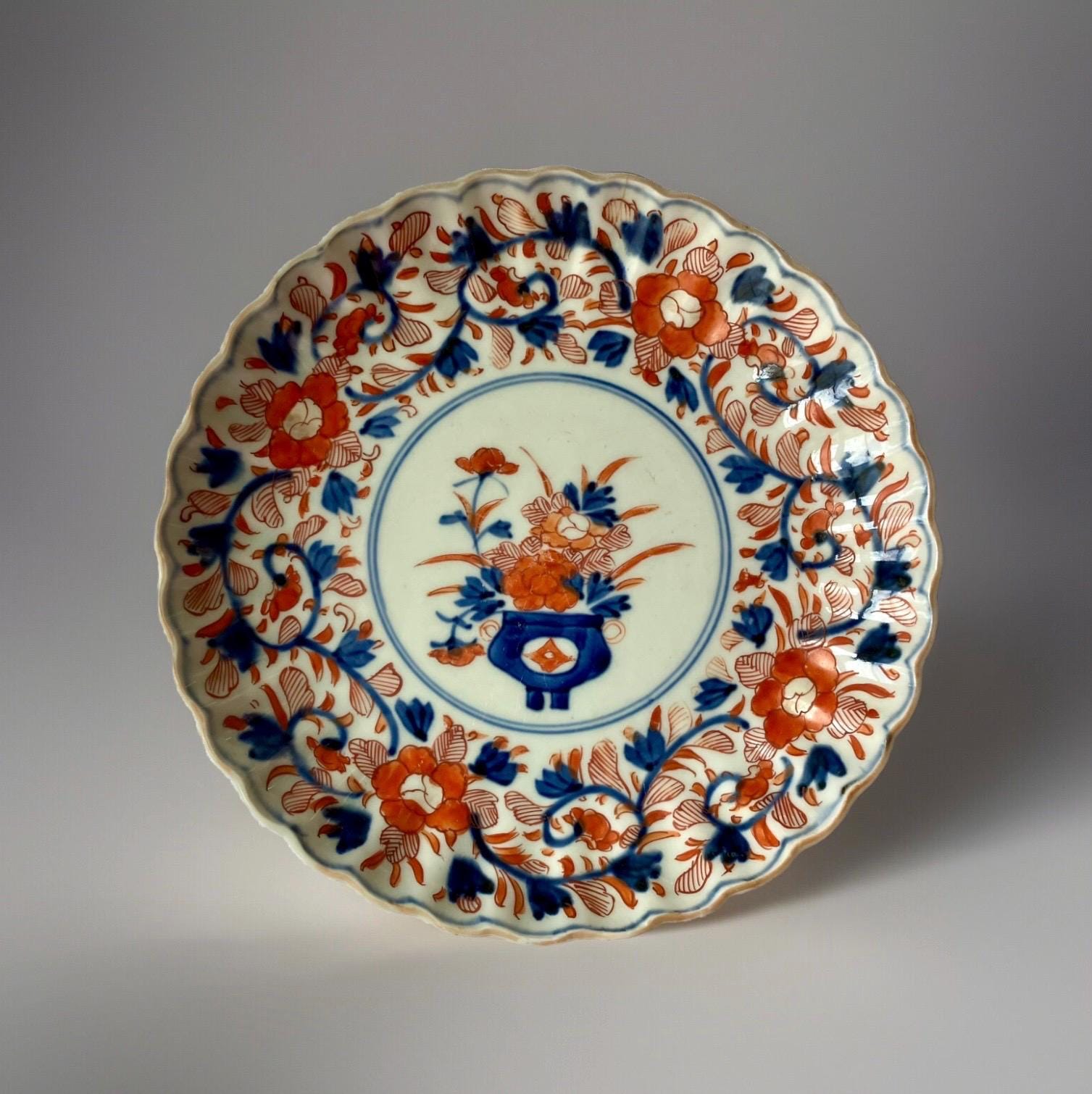 Antique Chinese Porcelain Plate, Unmarked, 8 3/8" W. (Read Condition)