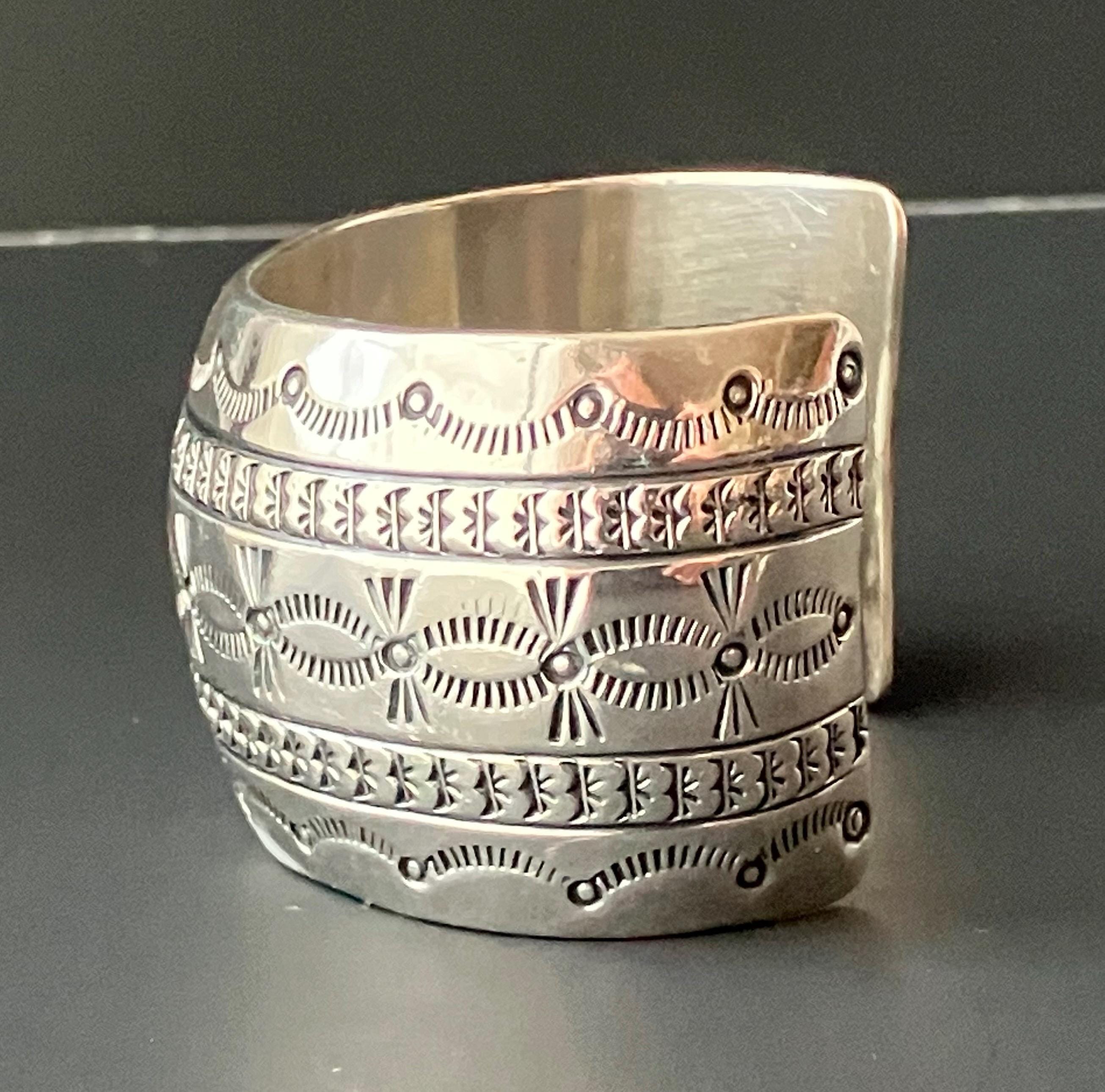 VTG Marcella James Sterling Silver Cuff Bracelet, 1.75