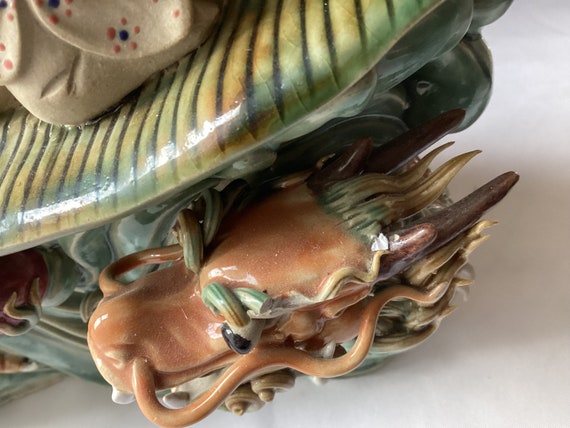 Chinese Wucai Porcelain 8 Immortals & Dragons Figurine