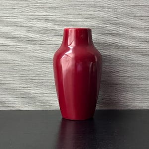 Vintage Chinese Flambé Style Porcelain Vase, Red Monochrome Vase, 7&quot; T
