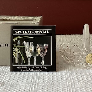 VTG Libbey 24% Lead Crystal Ring Holder Made In Italy + Original Box & Insert
