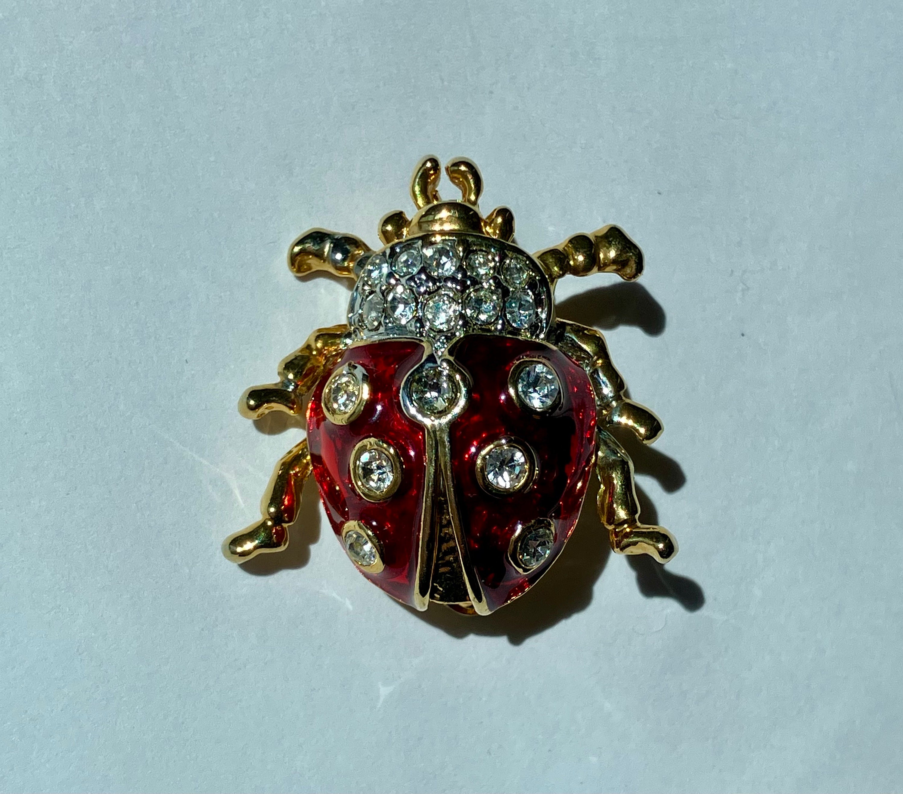 クリスチャンディオール　　ピンブローチ　LADY BUG Vintage Christian Dior Style Ladybug Brooch, Unmarked - Etsy