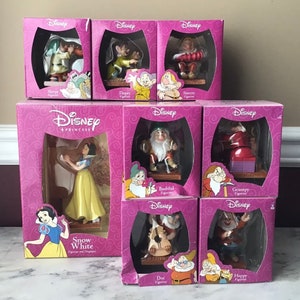 Vintage Disney Princess 8-piece Snow White & 7 Dwarfs Figurines In Original Boxes, 65th Anniversary of Snow White by Enesco