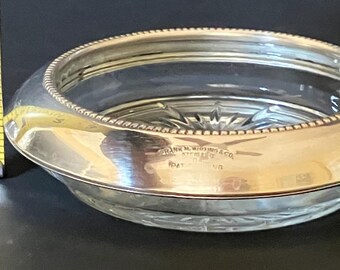 【Frank M. Whiting】 パール グラスコースター【純銀/ガラス】 Vintage Frank M. Whiting & Co. Sterling Silver and Glass Coaster