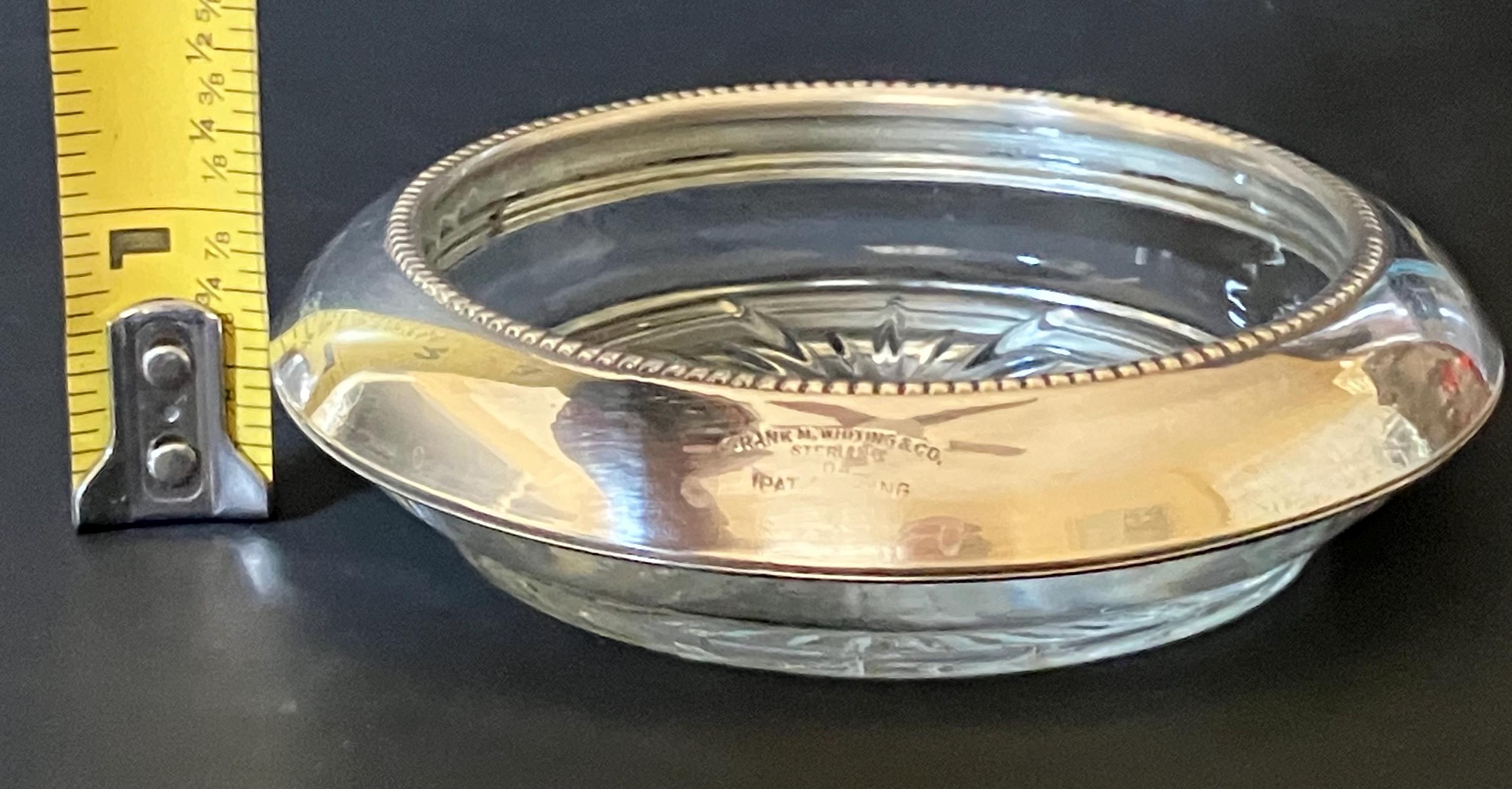 Vintage Frank M. Whiting & Co. Sterling Silver and Glass Coaster
