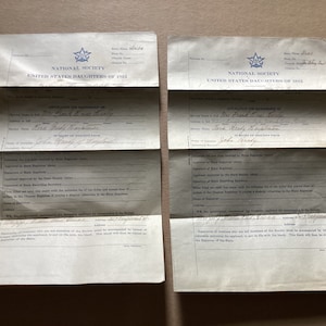 Lot of 2 Antique Applications: National Society United States Daughters Of 1812