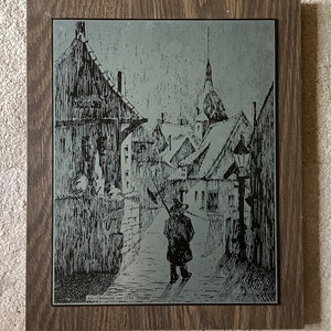 VTG/Antique? German Etching On Silver Plated Copper Art, Alt - Detmold um 1750