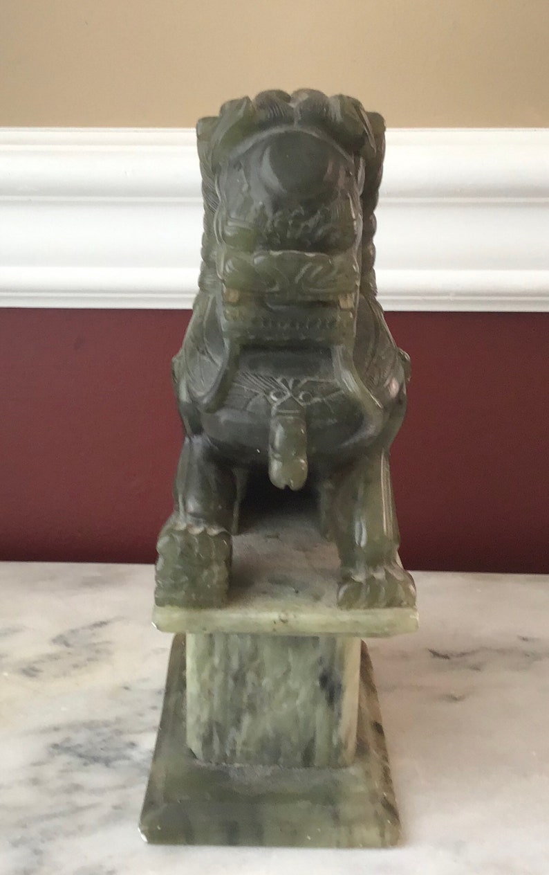 Vintage Chinese Jade Foo Dog Statue 1910 grams 8 Inches Etsy