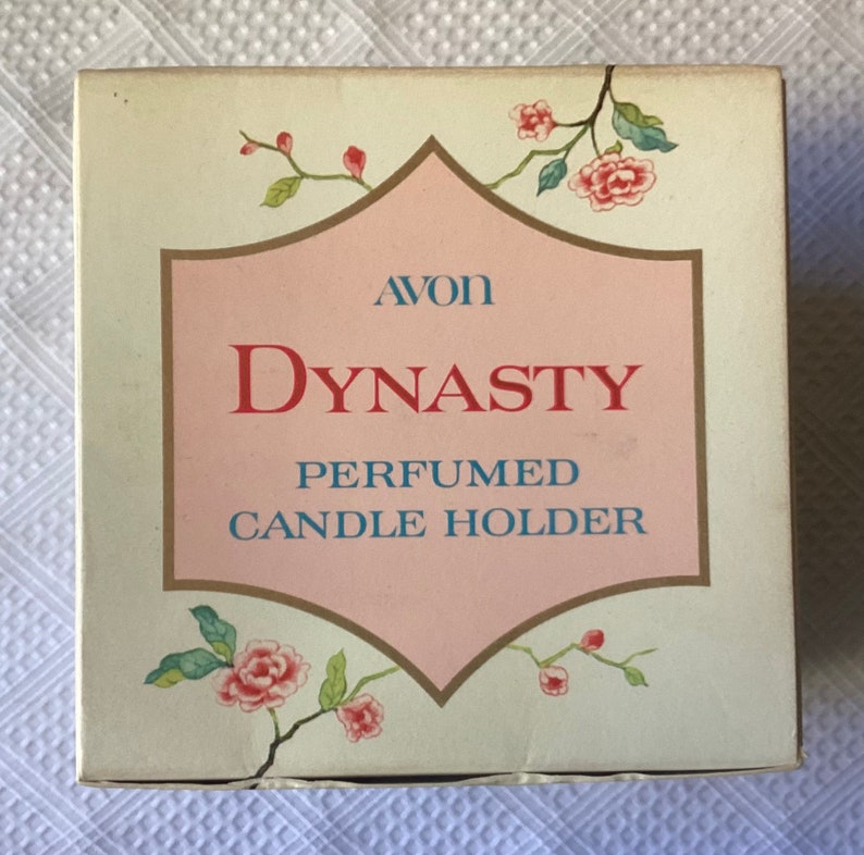 Vintage Avon Dynasty Perfumed Candle Holder, Bird-design, Milk Glass Candle Holder, in Box image 2