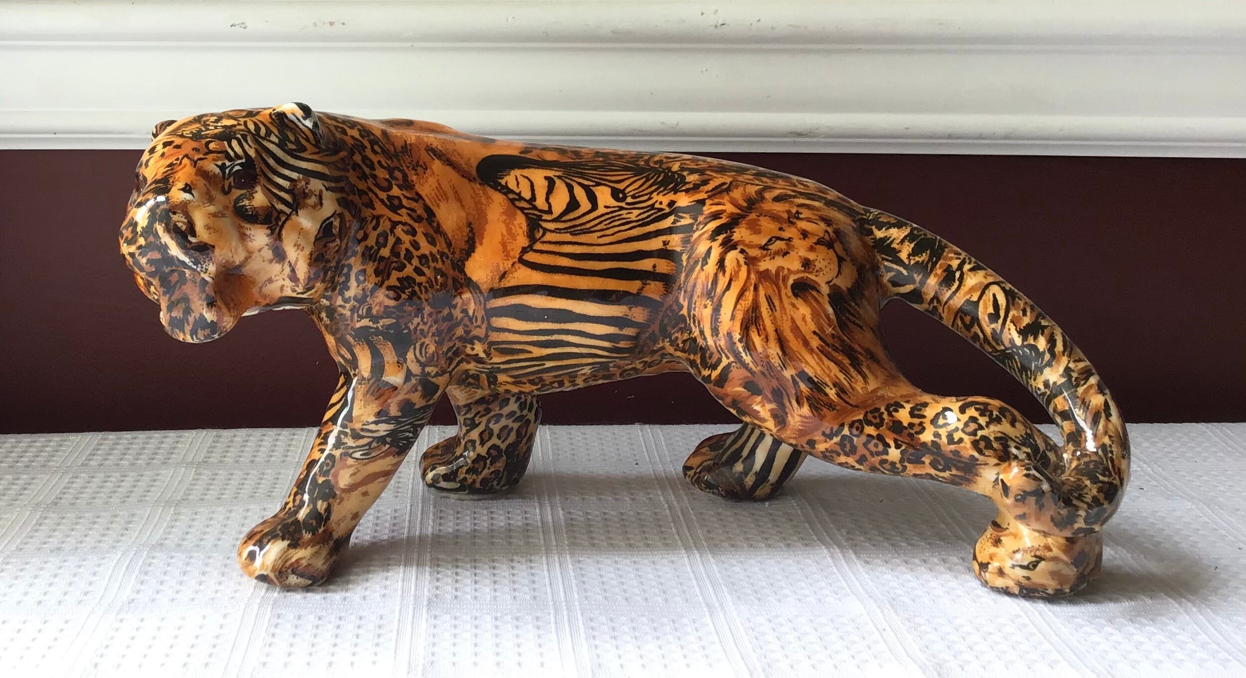 Lot of 3 Wild African Animal Shiny, Glazed Chalkware Figurines: Leopard ...