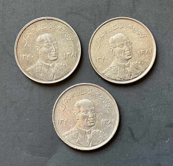 Lot of Three Afghanis King Mohammad Zahir Shah Coins (1961-1962