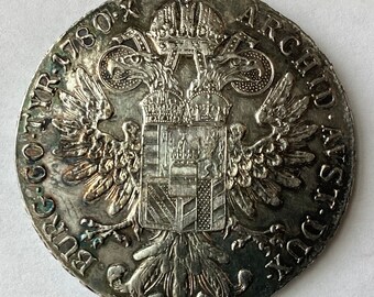 Antique Thaler Maria Theresa 1780 Restrike Silver Coin With Silver