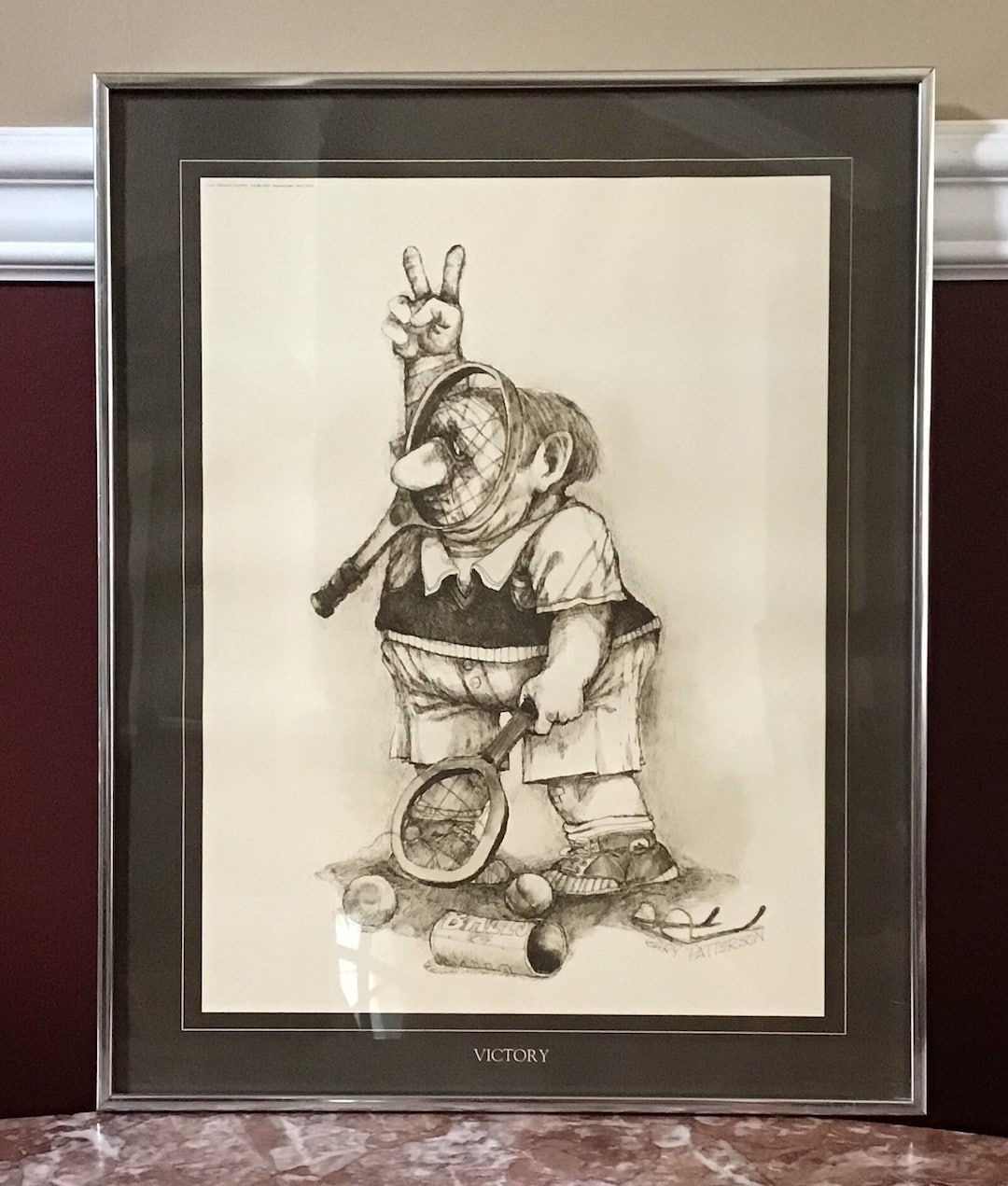 Vintage Gary Patterson Original Lithograph, Victory, Thought