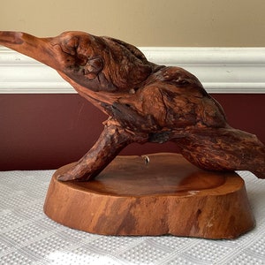 Vintage Burl Wood Bird Sculpture, 13 1/4” Long