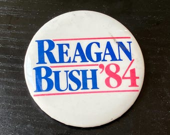 Vintage Reagan Bush ’84 Campaign Pin – Vintage Political Memorabilia USA
