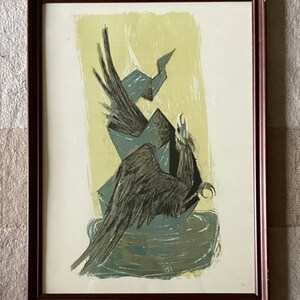 Vintage Impressionist Art of an Eagle Lithograph Numbered 25