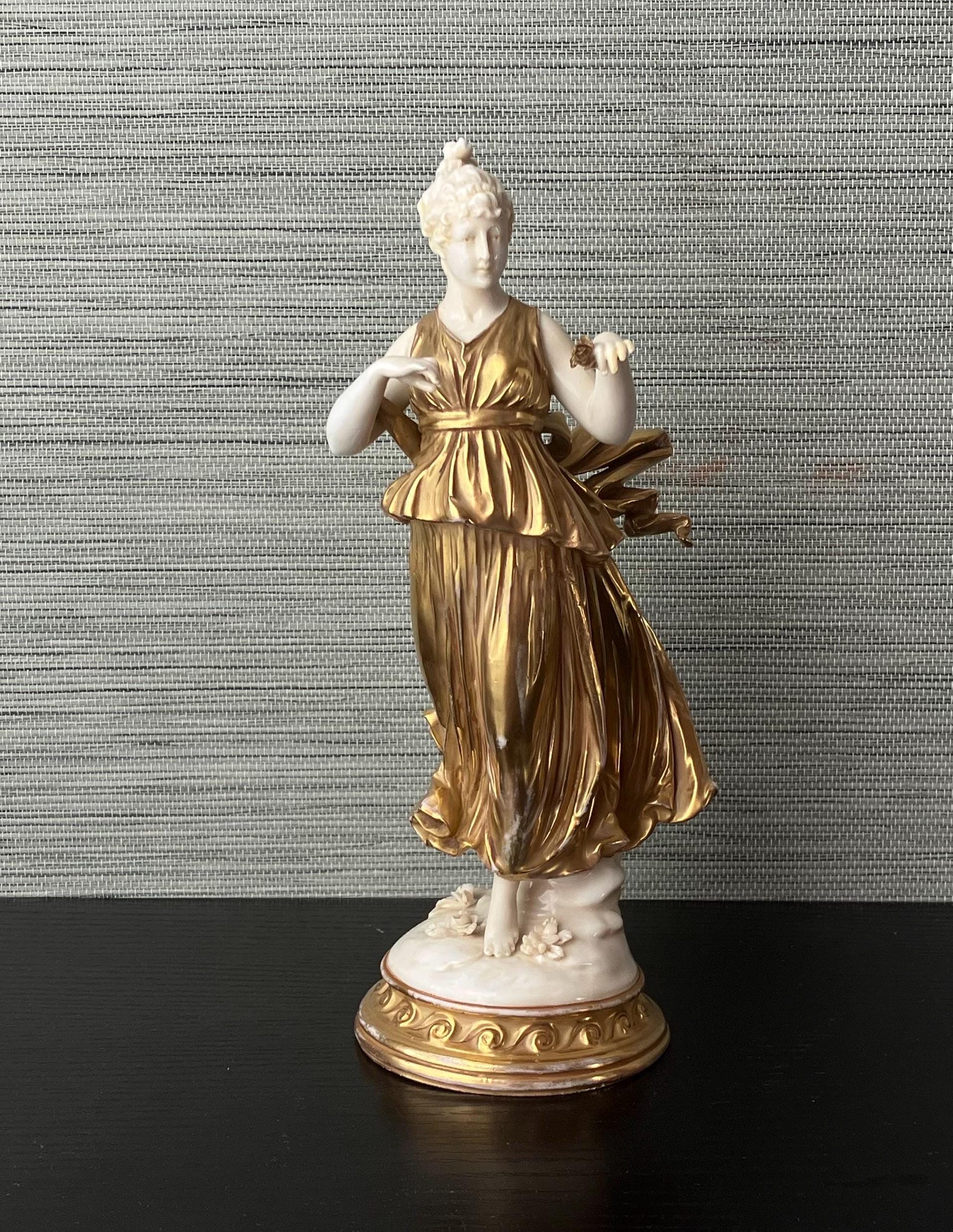 Antique Capodimonte Porcelain Lady Figurine, Italian Rococo