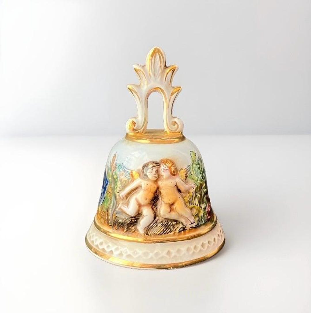 Vintage Capodimonte Porcelain Bell Made in Italy, 4 3/8