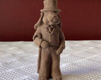 Vintage 1993 Pecan Resin” Thomas” Rabbit Figurine, 4 3/4” Tall