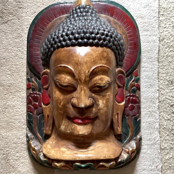 Large Wooden Buddha Wall Art Etsy