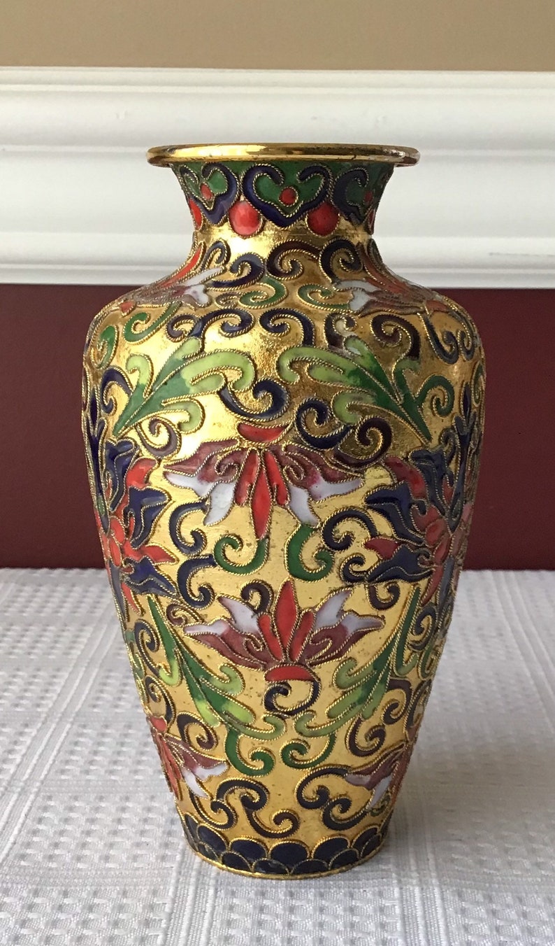 Vintage Chinese Cloisonn\u00e9 Vase
