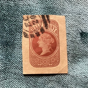 Antique 19th C. GB-Queen Victoria Half Penny Letter Stationery Stamp