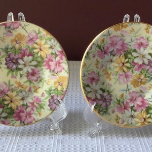 Pair Of 2 Royal Crown Pink Floral Saucers #4754, made in Japan