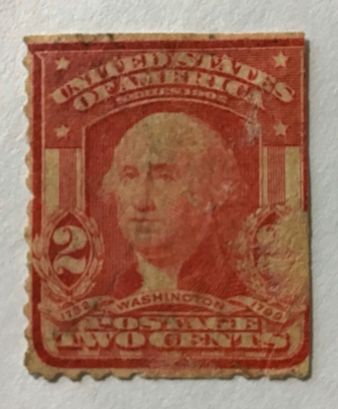 George Washington 2 Cent Red Postage Stamp, 1732-1799 Bicentennial