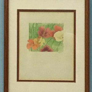 Vintage Original Pastel On Paper Signed And Dated 1984, Flowers, 14 3/4” x 12”