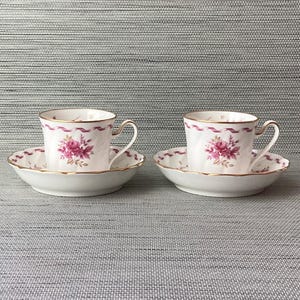 VTG 4-piece Noritake Bone China Studio Collection Teacups (2) & Saucers (2)