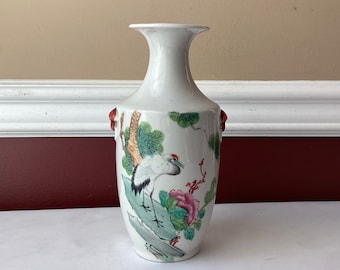 Antique Late Qing Famille Rose Chinese Porcelain Vase, Customs Seal, 8 3/4"