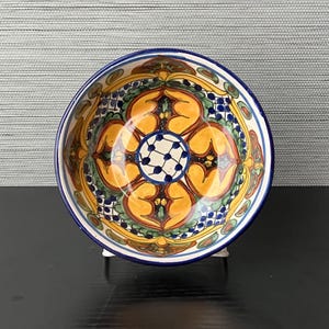 VTG Mexican Talavera Hand Painted Ceramic Pottery Folk Art Wall Bowl Decor, 6&quot; W