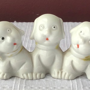 Vintage Porcelain 3 Dog/ Puppy Figurine, 3 3/4” X 2”
