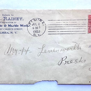 Antique Rare George Washington 2 Cent Stamp On Envelope, 1902
