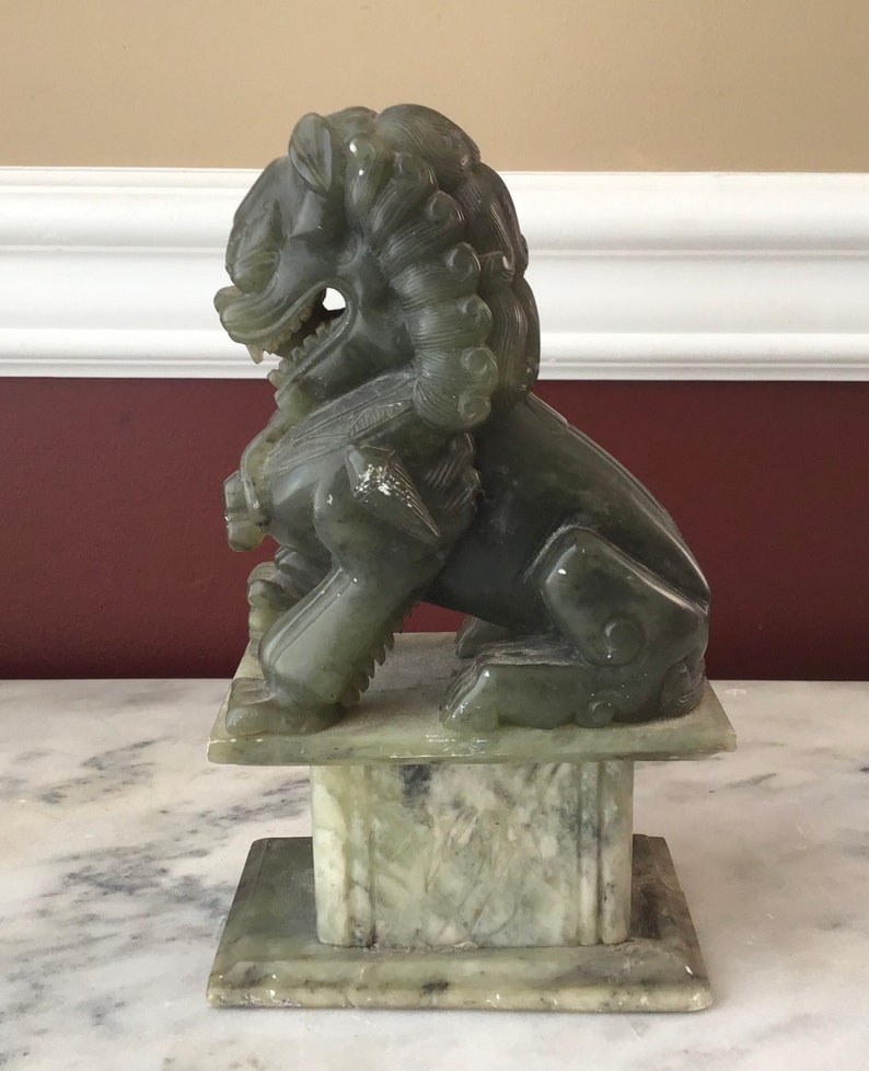 Vintage Chinese Jade Foo Dog Statue 1910 grams 8 Inches Etsy