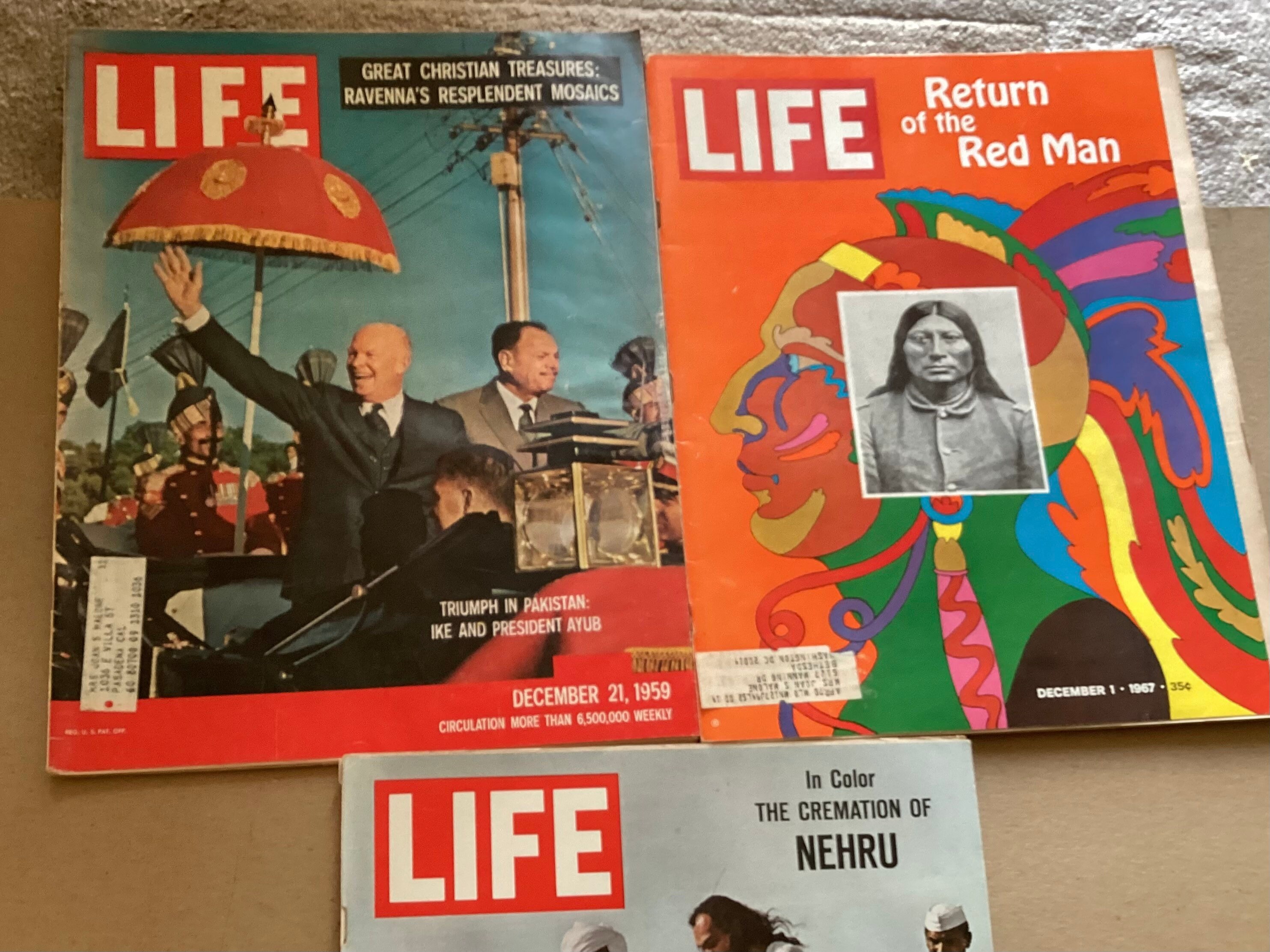Lot of 3 VTG Life Magazines Dec 1st 1957, Dec 21th 1959 & June 5th