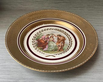 VTG Royal Copenhagen Porcelain Platter, Nymphs With Gold Design, 13 1/2"  W
