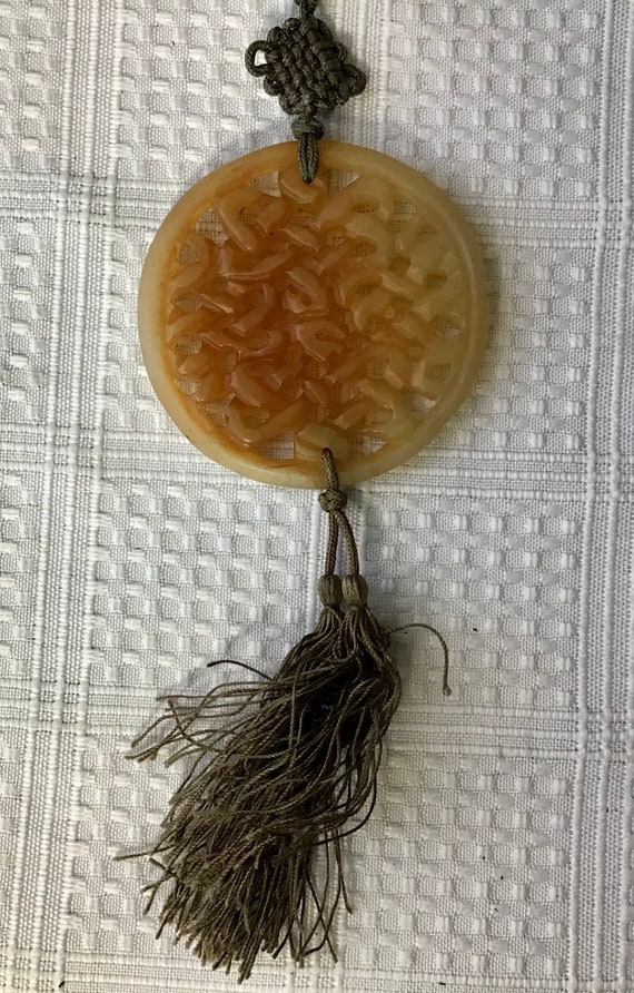 Vintage Chinese Celadon Jade Necklace - image 5