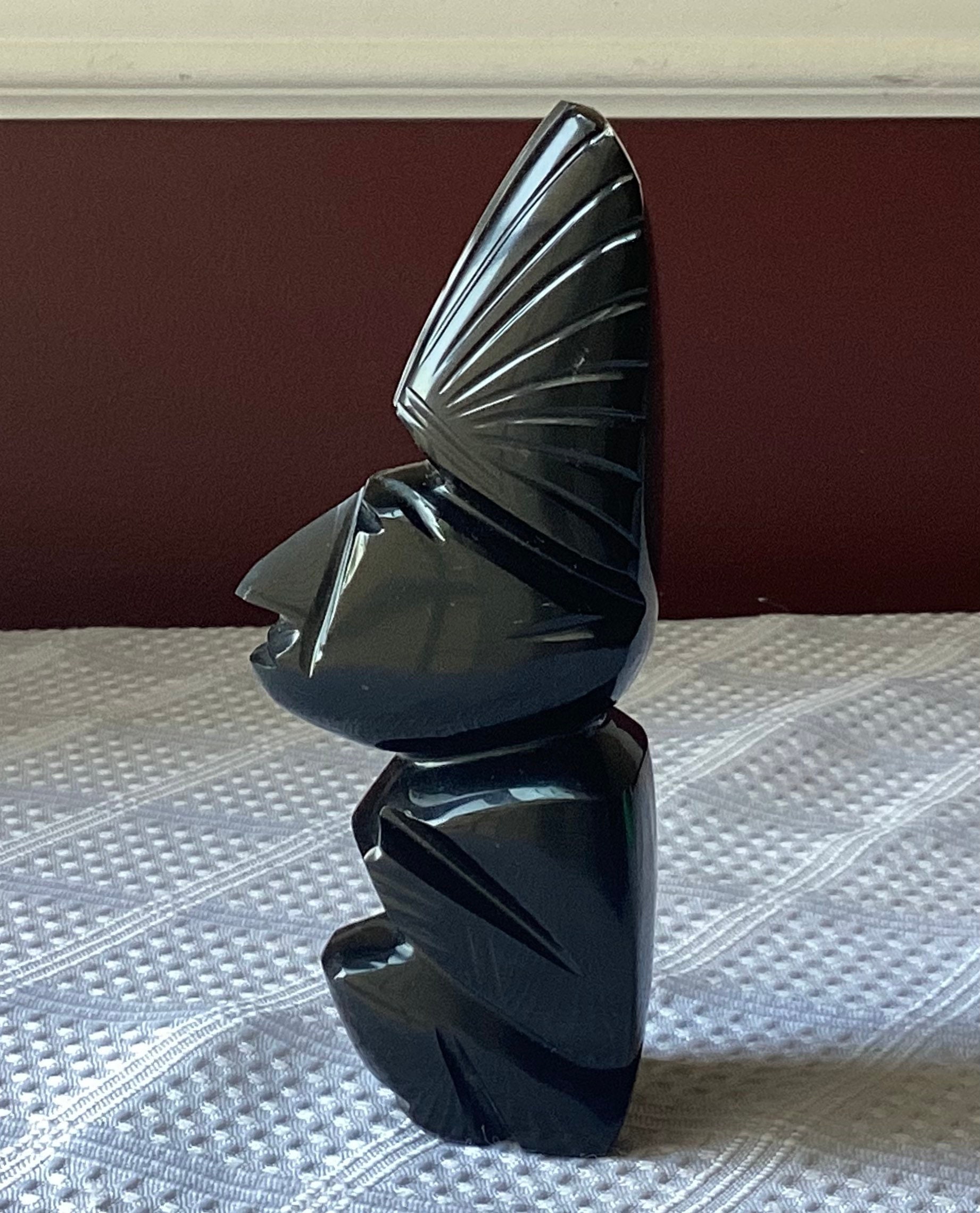 Vintage Black Obsidian Aztec/mayan God Sculpture Figurine, 5 Vintage Black Obsidian Aztec/mayan God Sculpture Figurine, 5