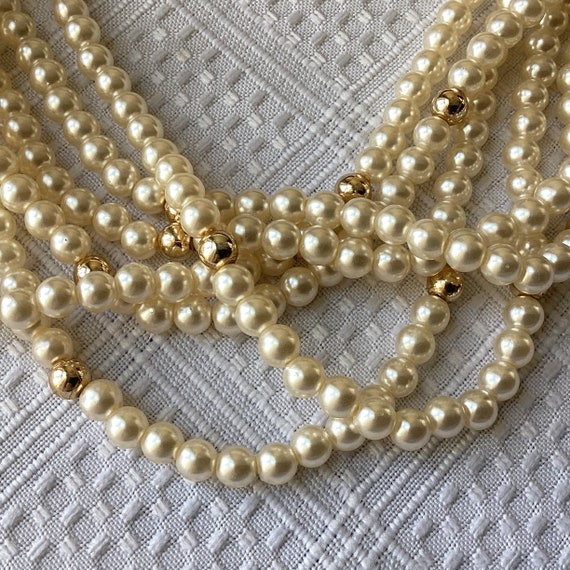 Vintage 5-Strand Faux Pearl Necklace - image 3