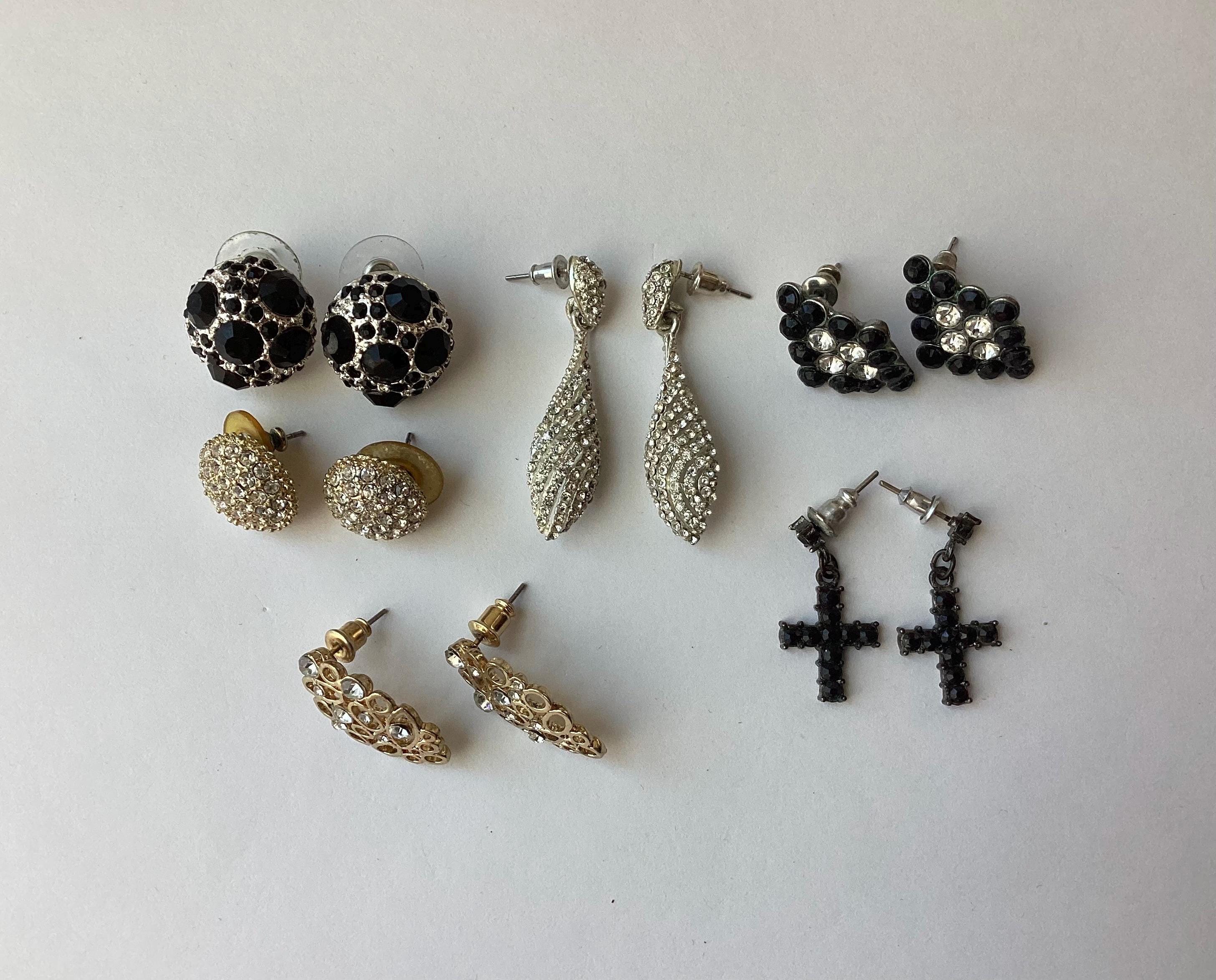 Lot De 7 Paires De Boucles D'oreilles Fantaisie Vintage - Thème Chat Et Autres