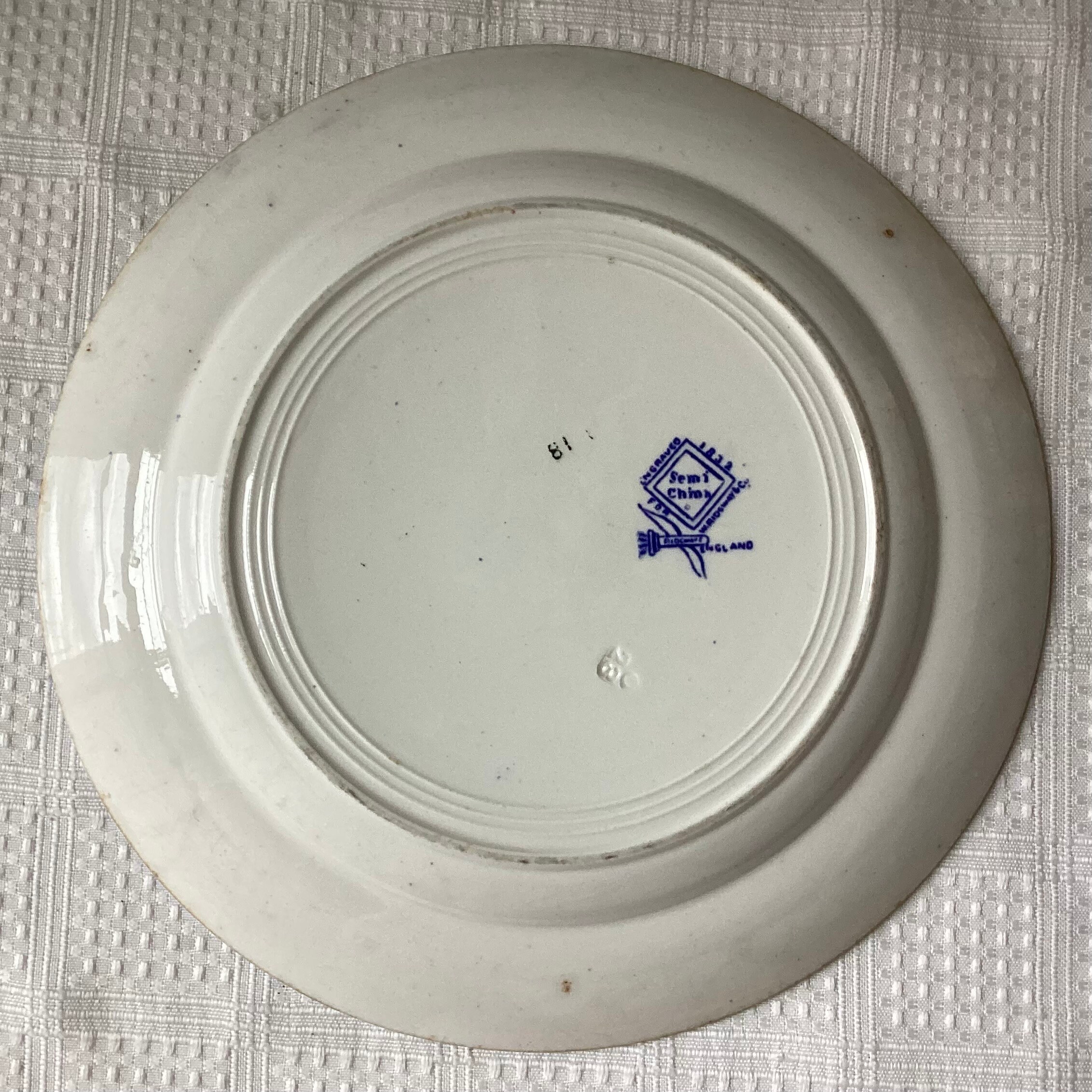 Antique Ridgway & Co. 1832 Blue and White Semi China Plate