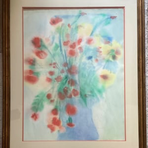 VTG Original Water Color Painting, Flowers In Vase, Signed On Arches Paper
