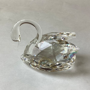 VTG Medium Swarovski Crystal Swan Figurine, 2 3/4&quot; L. x 2 1/4&quot; T. x 1 3/4&quot; D.